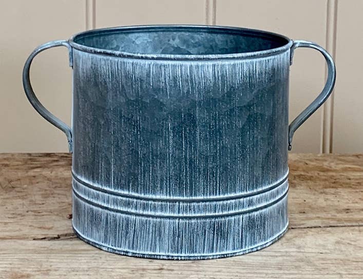 Distressed Metal Pot With Ears - 2 sizes (ex-display)