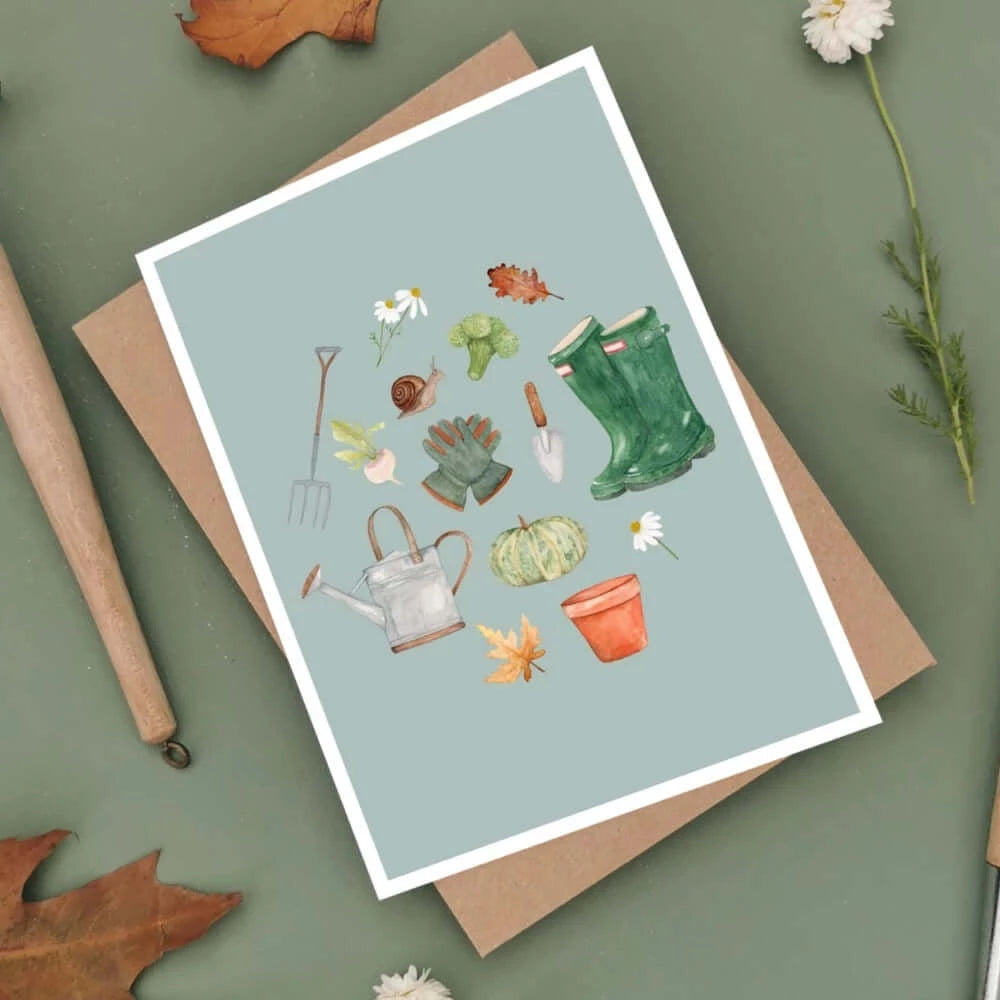 Autumn Gardener Greeting Card