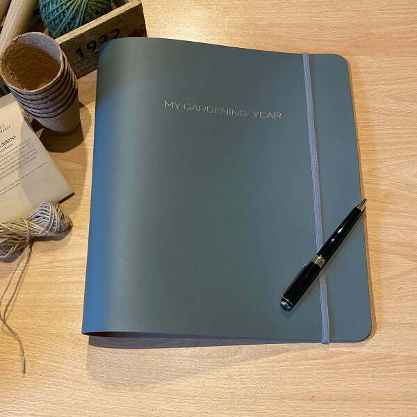 Leather 'My Gardening Year' Planning Folder - Slate Grey