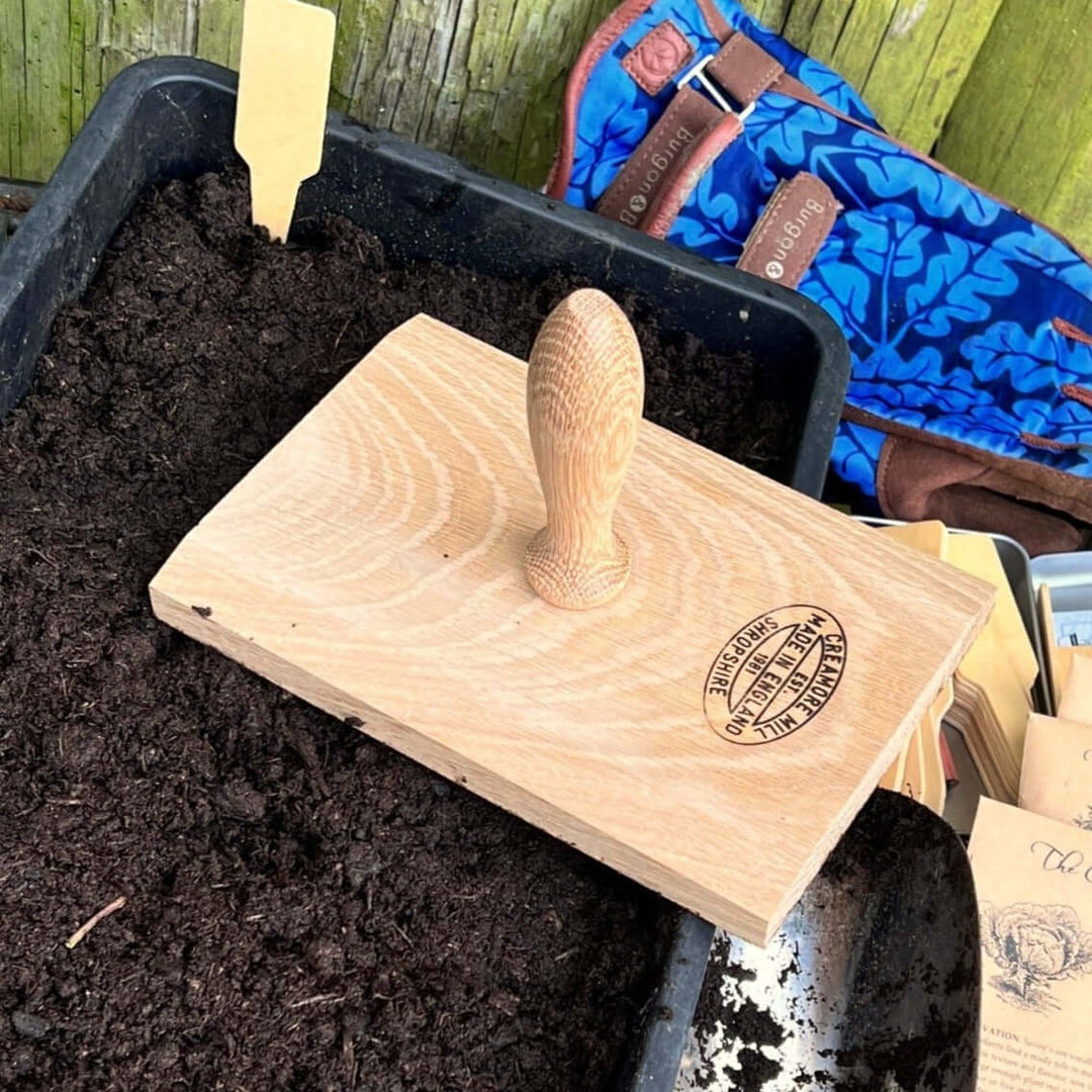 Wooden Seed Tray Tamper Lifestyle